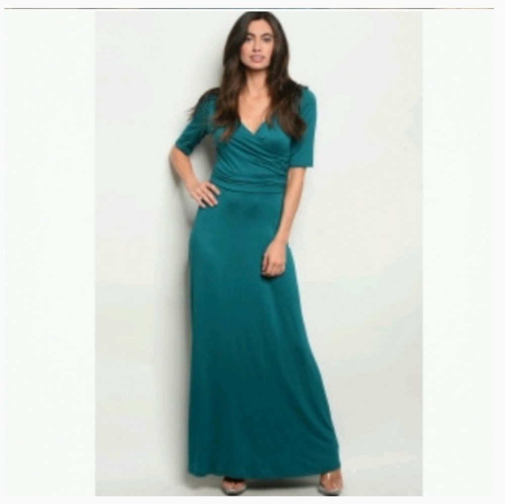 New Gilli Boutique Teal Maxi Dress Tall - Picture 5 of 10